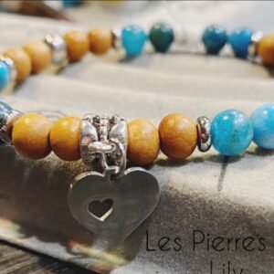 Bracelet en Apatite, Bois de Santal & Howlite