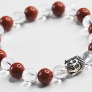 Bracelet en Cristal de Roche & Jaspe Rouge