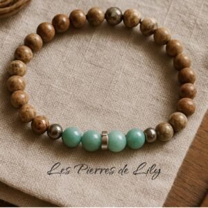 Bracelet en Jaspe Paysage & Émeraude