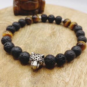 Bracelet en Œil de Tigre & Pierre de Lave