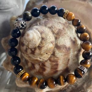 Bracelet en Obsidienne & Œil de Tigre