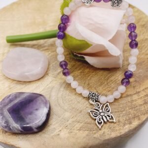 Bracelet en Quartz Rose & Améthyste