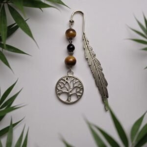 Marque-page en Œil de Tigre & Obsidienne