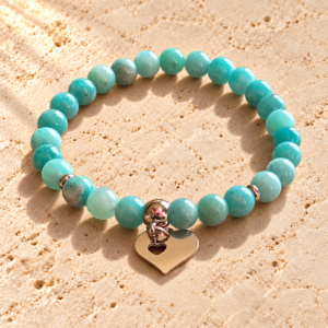 Bracelet en Amazonite naturelle avec pendentif cœur – Les Pierres de Lily