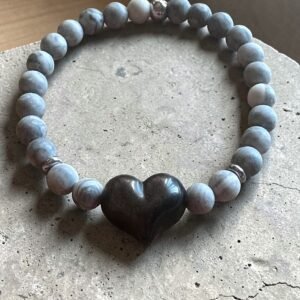 Bracelet en Agate Crazy & Cœur en Obsidienne
