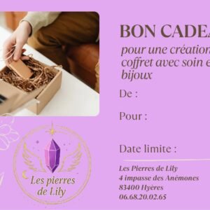 Carte cadeau pour une création d'un coffret avec soin et bijoux