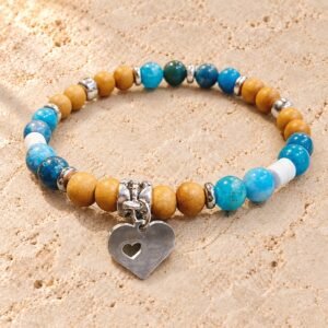 Bracelet en Apatite, Bois de Santal & Howlite