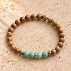 Bracelet en Jaspe Paysage & Émeraude