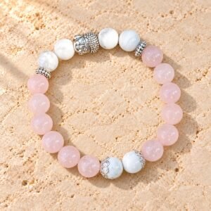 Bracelet en Quartz Rose & Howlite
