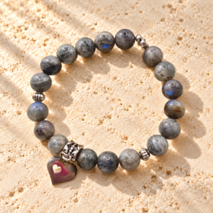 Bracelet en Labradorite naturelle avec pendentif cœur – Les Pierres de Lily